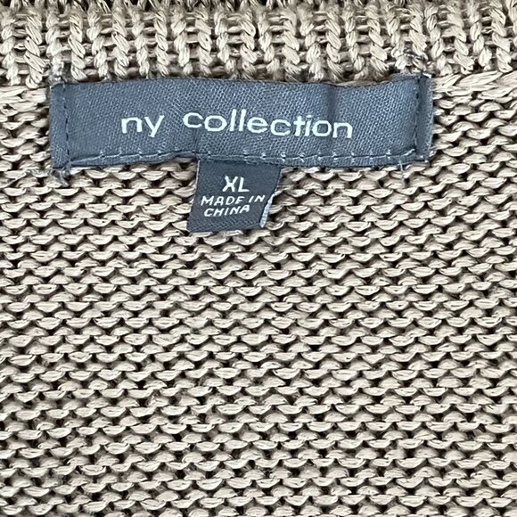 NY Collection Tan Cardigan Sweater XL V-Neck Knit Casual Layer - Picture 10 of 12